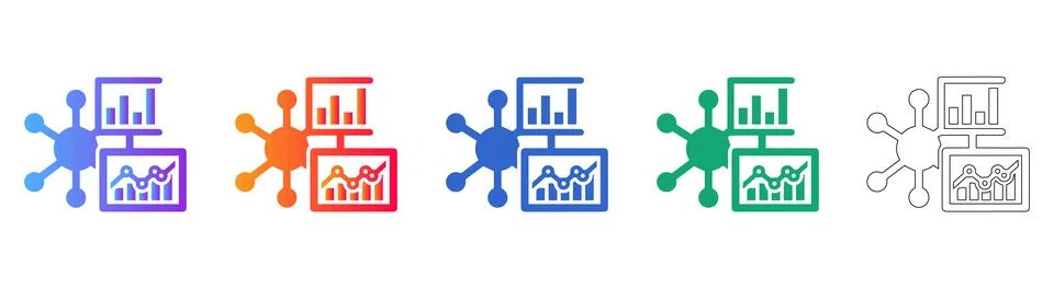 Data Analytics Dashboard Icons Stock Illustration
