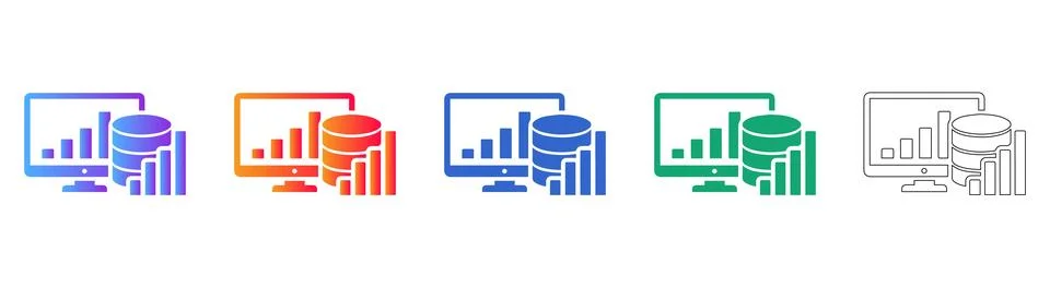 Data Analytics Dashboard Icons Set 库存插图