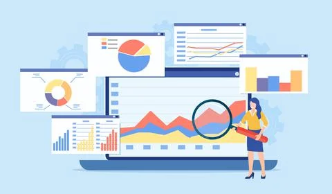 Data analytics, dashboard Illustrazione stock