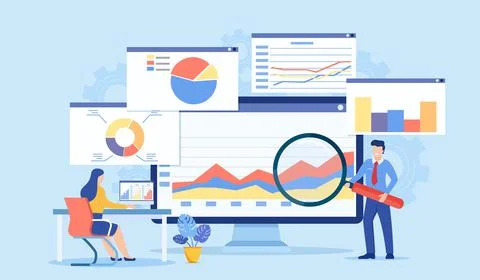Data analytics, dashboard Illustrazione stock