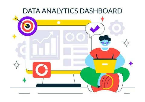 Data Analytics Dashboard Illustration Featuring Marketing Analytics With Pe.. イラスト素材