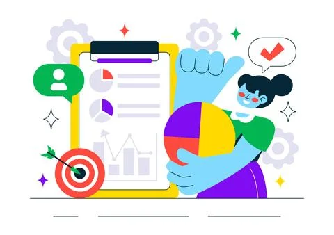 Data Analytics Dashboard Illustration Featuring Marketing Analytics With Pe.. Stock Illustration