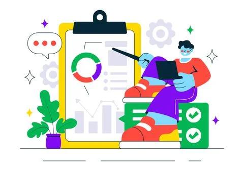 Data Analytics Dashboard Illustration Featuring Marketing Analytics With Pe.. 스톡 일러스트