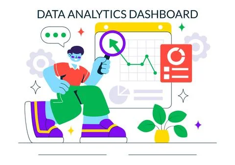 Data Analytics Dashboard Illustration Featuring Marketing Analytics With Pe.. 스톡 일러스트