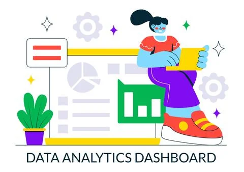 Data Analytics Dashboard Illustration Featuring Marketing Analytics With Pe.. Stock Illustration