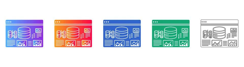 Data Analytics Dashboard Interface Icons Stock Illustration