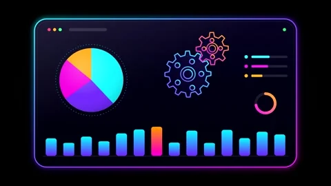 Data analytics dashboard motion graphics with bar chart Stock Footage 348477204