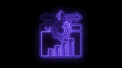 Data analytics dashboard with neon glow and arrows for business management .. Stock Footage 346000889