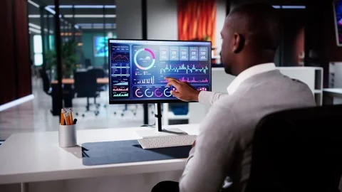 Data Analytics Dashboard In Office. Financial Analyst Stock Footage 293135292
