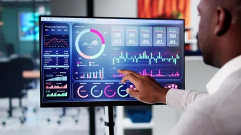 Data Analytics Dashboard In Office. Financial Analyst 動画素材 293138500