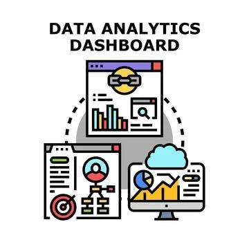 Data analytics dashboard visualizing business intelligence concepts Stock Illustration