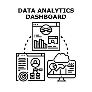 Data analytics dashboard visualizing business intelligence concepts Stock Illustration