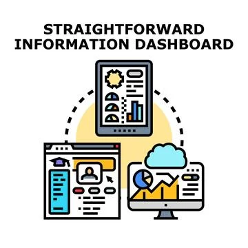 Data analytics dashboard visualizing business information concept Stock Illustration