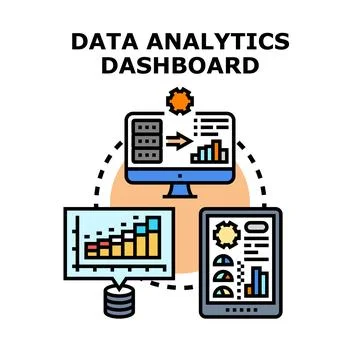 Data analytics dashboard visualizing information flow across devices Stock Illustration