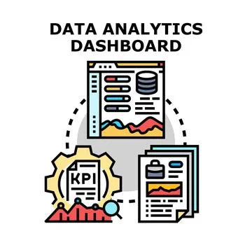 Data analytics dashboard visualizing key performance indicators Stock Illustration