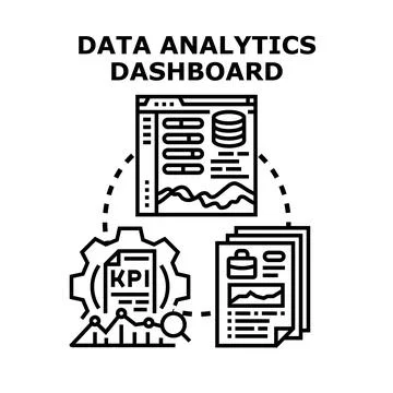 Data analytics dashboard visualizing key performance indicators Stock Illustration