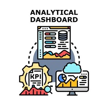 Data analytics dashboard visualizing key performance indicators Stockillustratie
