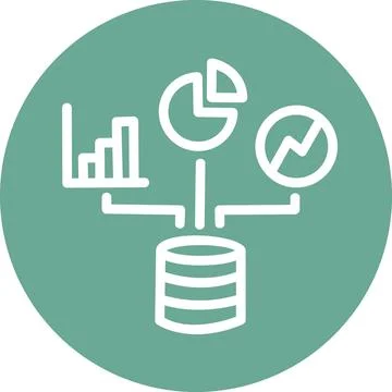 Data analytics database metrics infographic graphic icon Stockillustratie