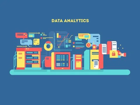 Data analytics design flat Stock Illustration