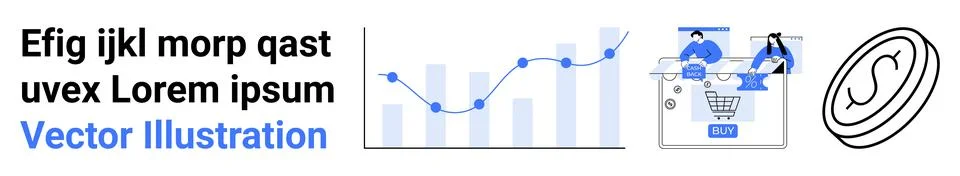 Data analytics, e-commerce trends, business marketing, workflow processes, di Stock Illustration