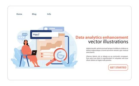 Data Analytics Enhancement. Professional analyzing data trends. 스톡 일러스트