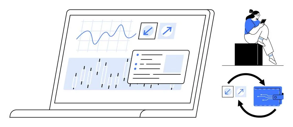 Data analytics, financial technology, digital payments, investment tracking,  스톡 일러스트