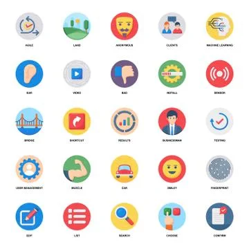 Data Analytics Flat Icons Pack Stock Illustration