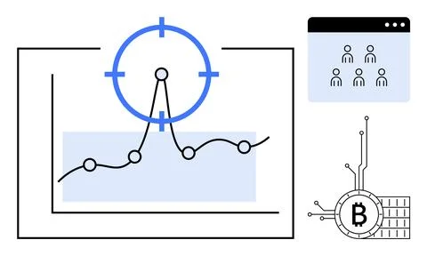 Data Analytics with Focus on Bitcoin and User Engagement Metrics Stock Illustration