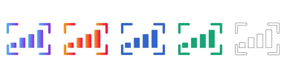 Data Analytics Focus Frame Icons Stock Illustration