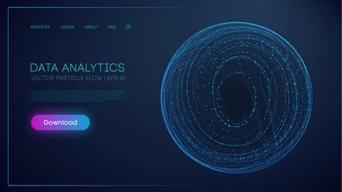 Data Analytics Globe. Abstract sphere flow of particles on light background Stock Illustration