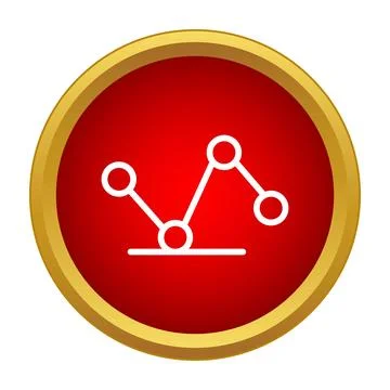 Data analytics graph line with nodes on red button 스톡 일러스트