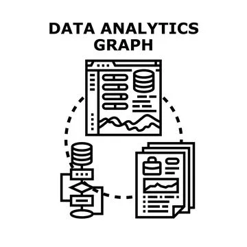 Data analytics graph processing business information reporting Stock Illustration