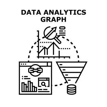Data analytics graph processing information for business insights Stock Illustration