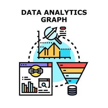 Data analytics graph processing information for business insights Stock Illustration