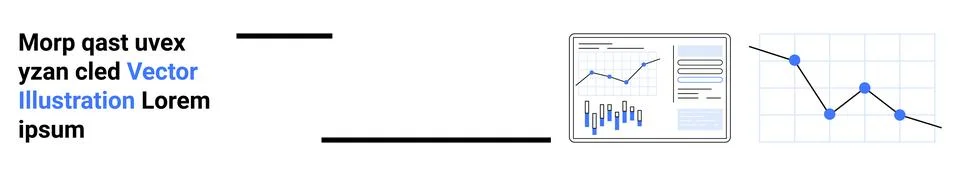 Data Analytics with Graphs and Charts Representing Business Metrics and Trend Stock Illustration