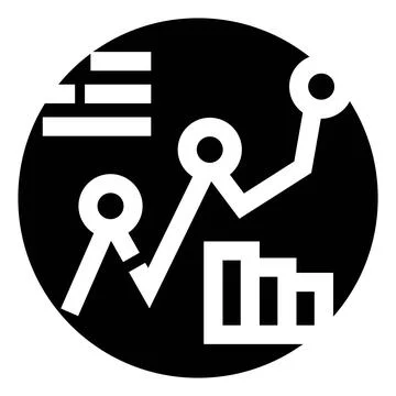 Data analytics graphs and charts icon illustrating reporting Stock Illustration