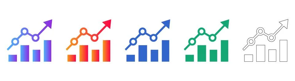 Data Analytics Growth Chart Icons 스톡 일러스트