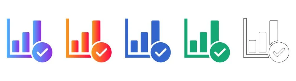 Data Analytics Growth Chart Icons Set 库存插图