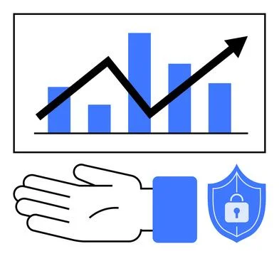 Data Analytics Growth with Financial Security Indicators Stock Illustration