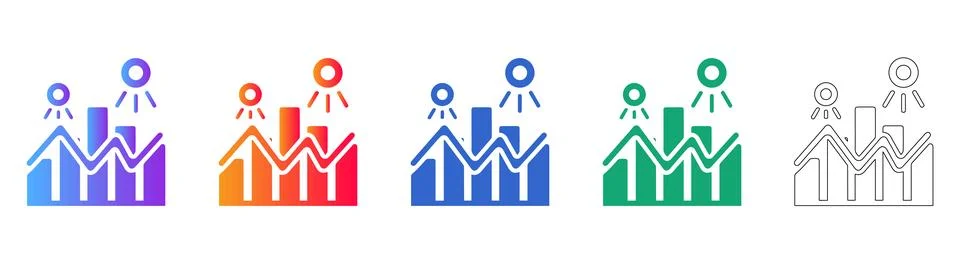 Data Analytics Growth Metrics Icons Stock Illustration