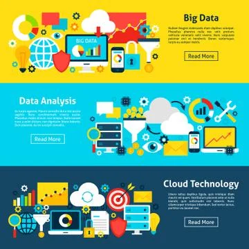 Data Analytics Horizontal Banners 스톡 일러스트