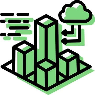 Data analytics icon with cloud integration Stock Illustration