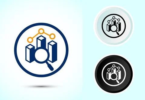 Data analytics icon design illustration. Market research, analytic icon Illustrazione stock