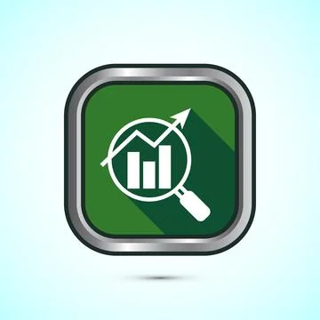 Data analytics icon design. Market research sign, analytic icon, Green colo.. Illustrazione stock
