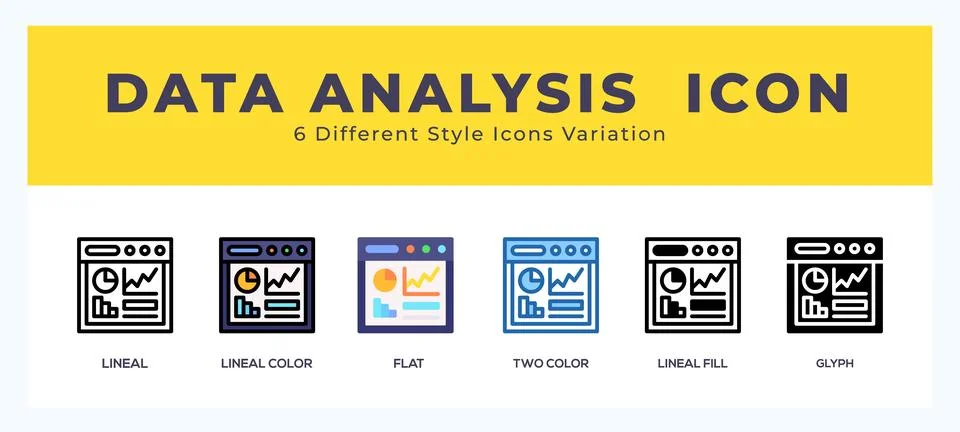 Data analytics icon illustration vector with different styles 스톡 일러스트