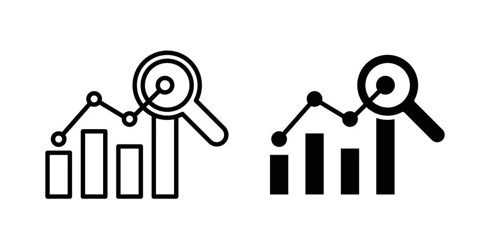 Data analytics icon. Line Drawings and Silhouettes icons Illustrazione stock