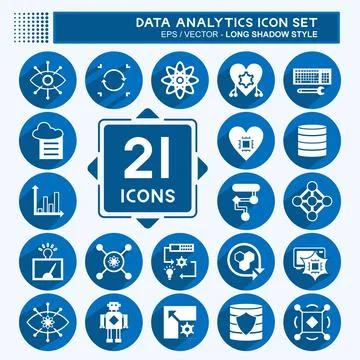 Data Analytics Icon Set. suitable for data analytics symbol. long shadow styl Stock Illustration
