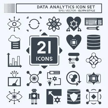 Data Analytics Icon Set. suitable for data analytics symbol. glyph style. sim Stock Illustration