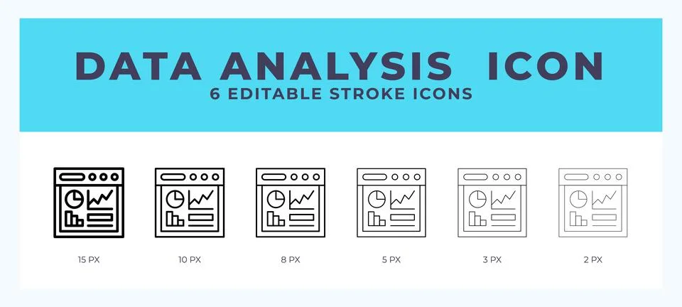 Data analytics icon symbol. Isolated. Vector illustration with editable strok Illustrazione stock