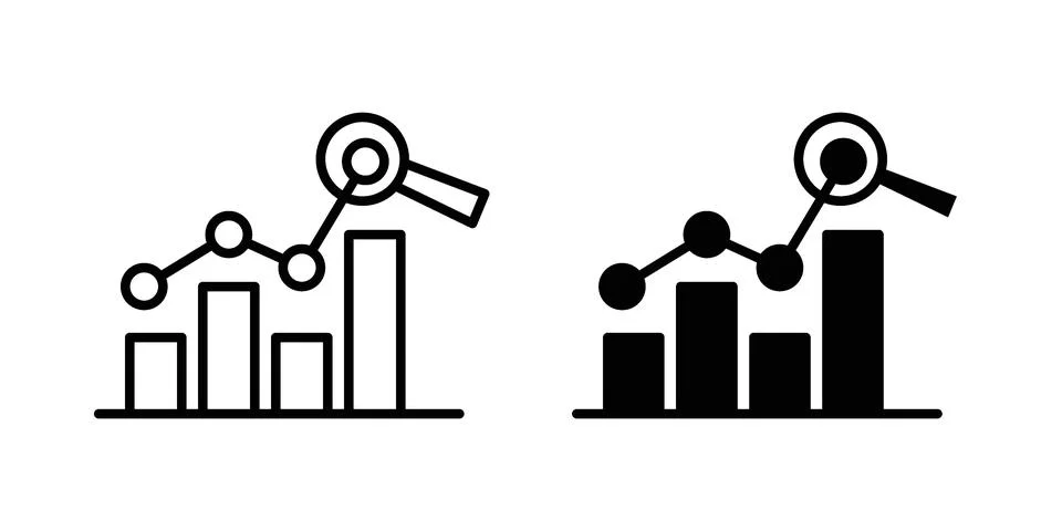 Data analytics icon vectors. Illustrations in black Stock Illustration